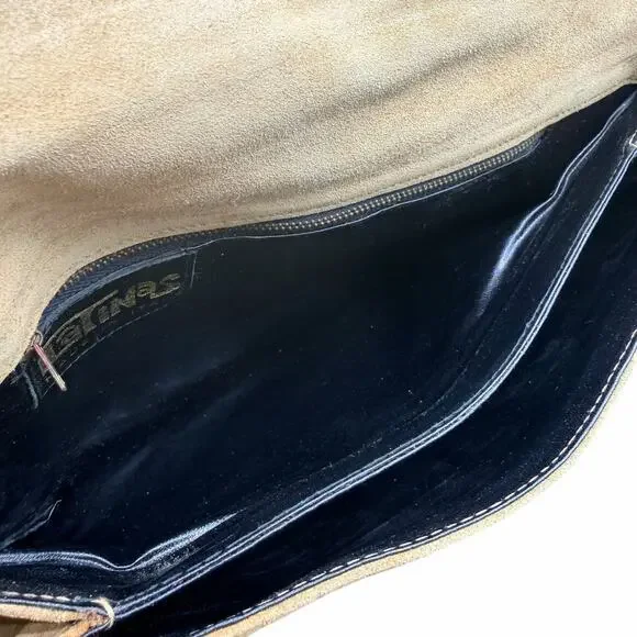 Vintage Latinas Suede Leather Clutch Wristlet Tan Made in Italy - Picture 10 of 10